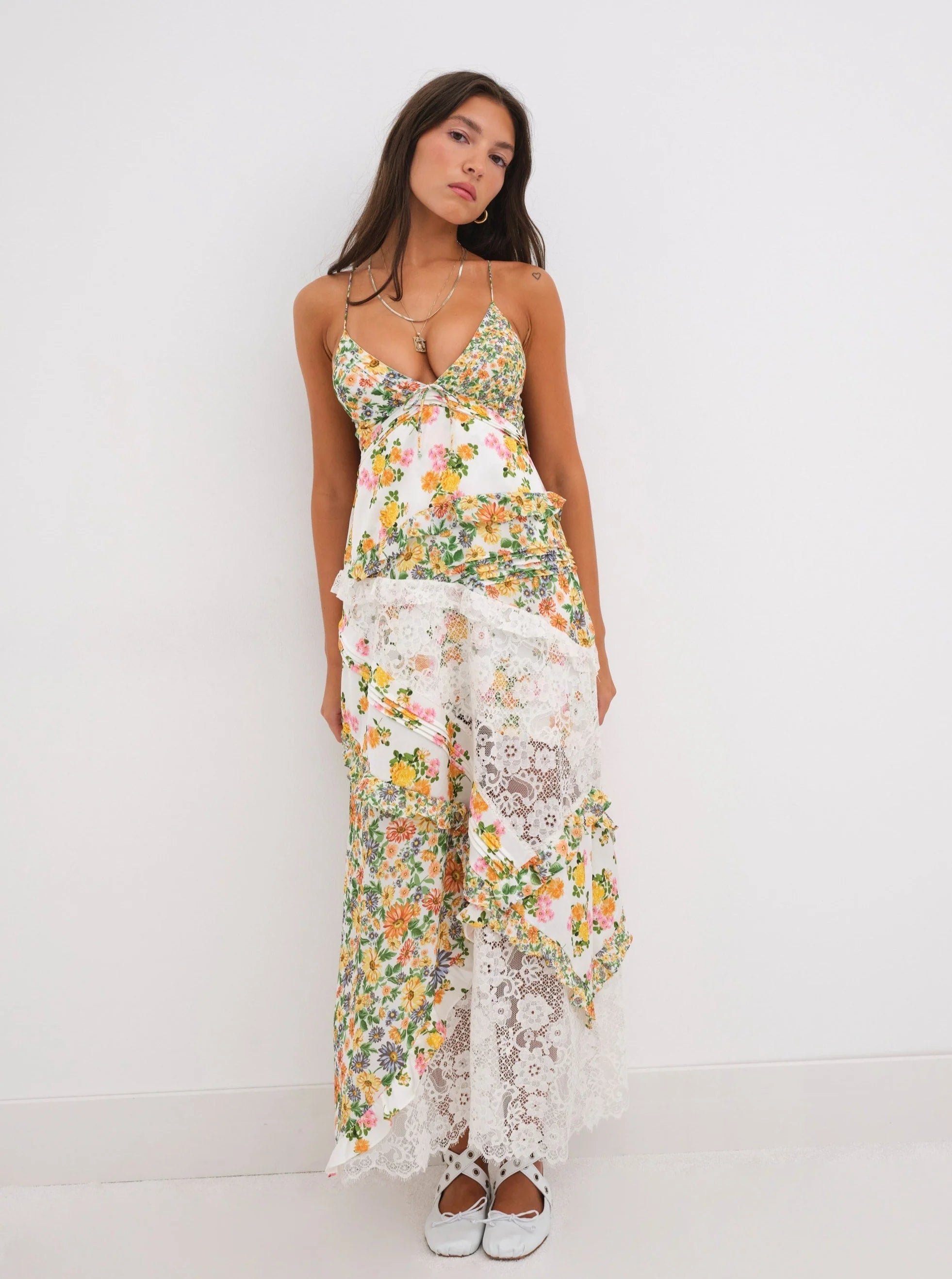 FOR LOVE & LEMONS Rosalyn Maxi Dress in Green FOR LOVE & LEMONS Rosalyn Maxi Dress in Green