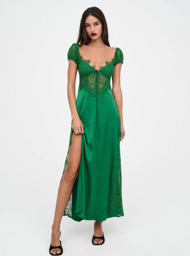 for Love & Lemons Casey Maxi Dress | Green | Size Xs