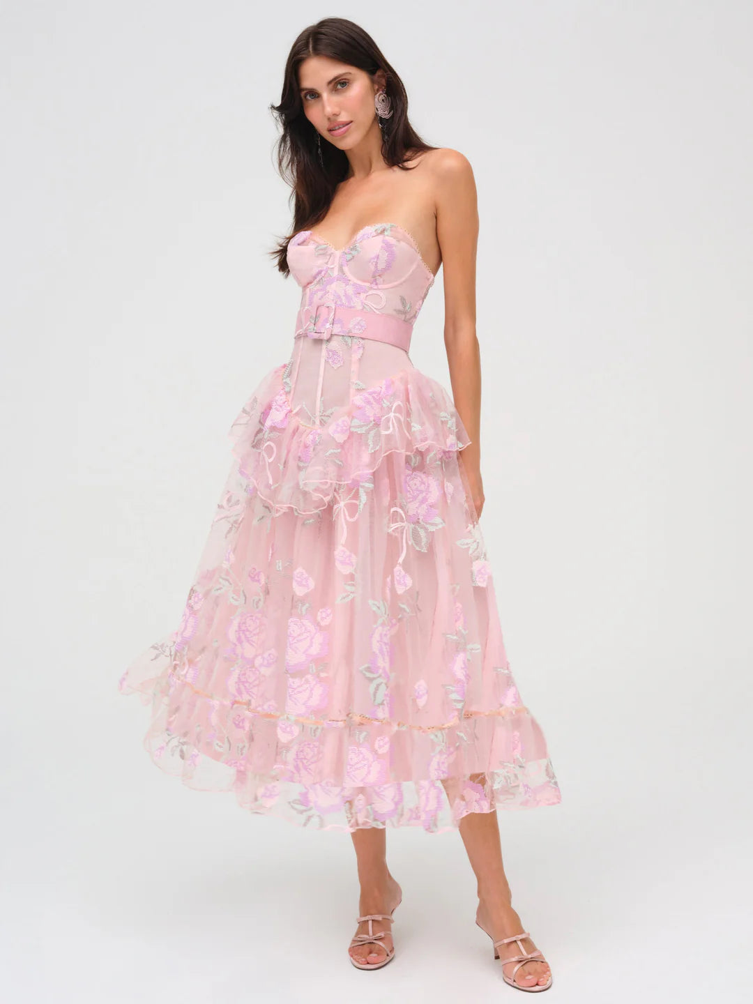 FOR LOVE & LEMONS Emmeline Embroidery Ruffle Midi Dress  Lusso Di Luna  Boutique