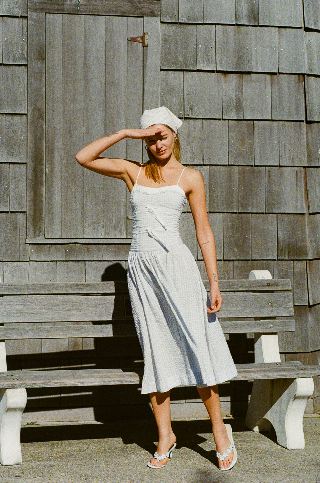 silk midi dress for wedding OTM Exclusive: Bridal Silk Faille Midi Dress in White XS