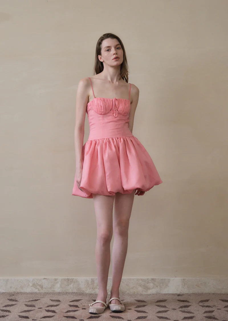 giselle mini dress Maison Amory The Giselle Mini-Glowing Pink – Lusso Di Luna Boutique