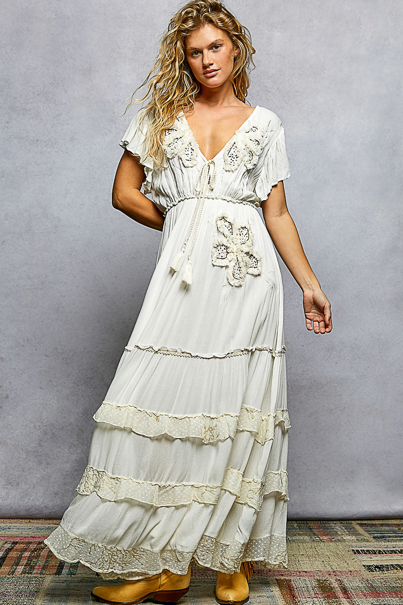 POL Clothing Boho Embroidery & Patchwork Maxi Dress – Lusso Di Luna Boutique