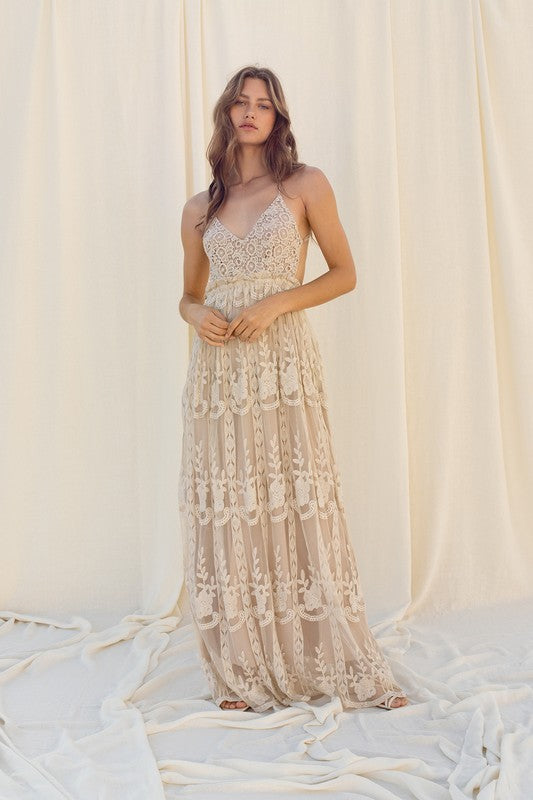 WISHLIST Really Dreamy Crochet Lace Maxi Dress  Lusso Di Luna Boutique