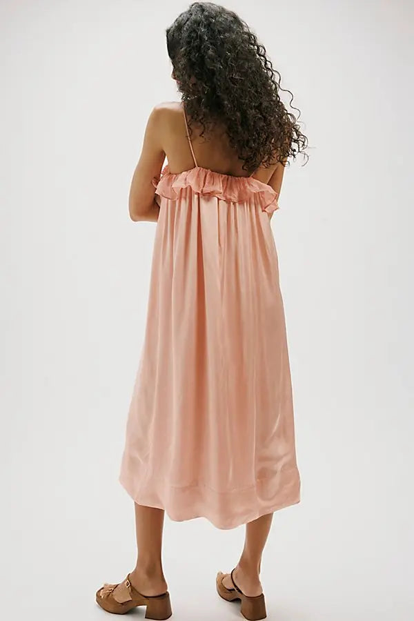 free people peaches midi dress Marquita In Peach Marquita Midi Dress at Stitching:Purple Lace Trim Sculpting Fit blackcatsale