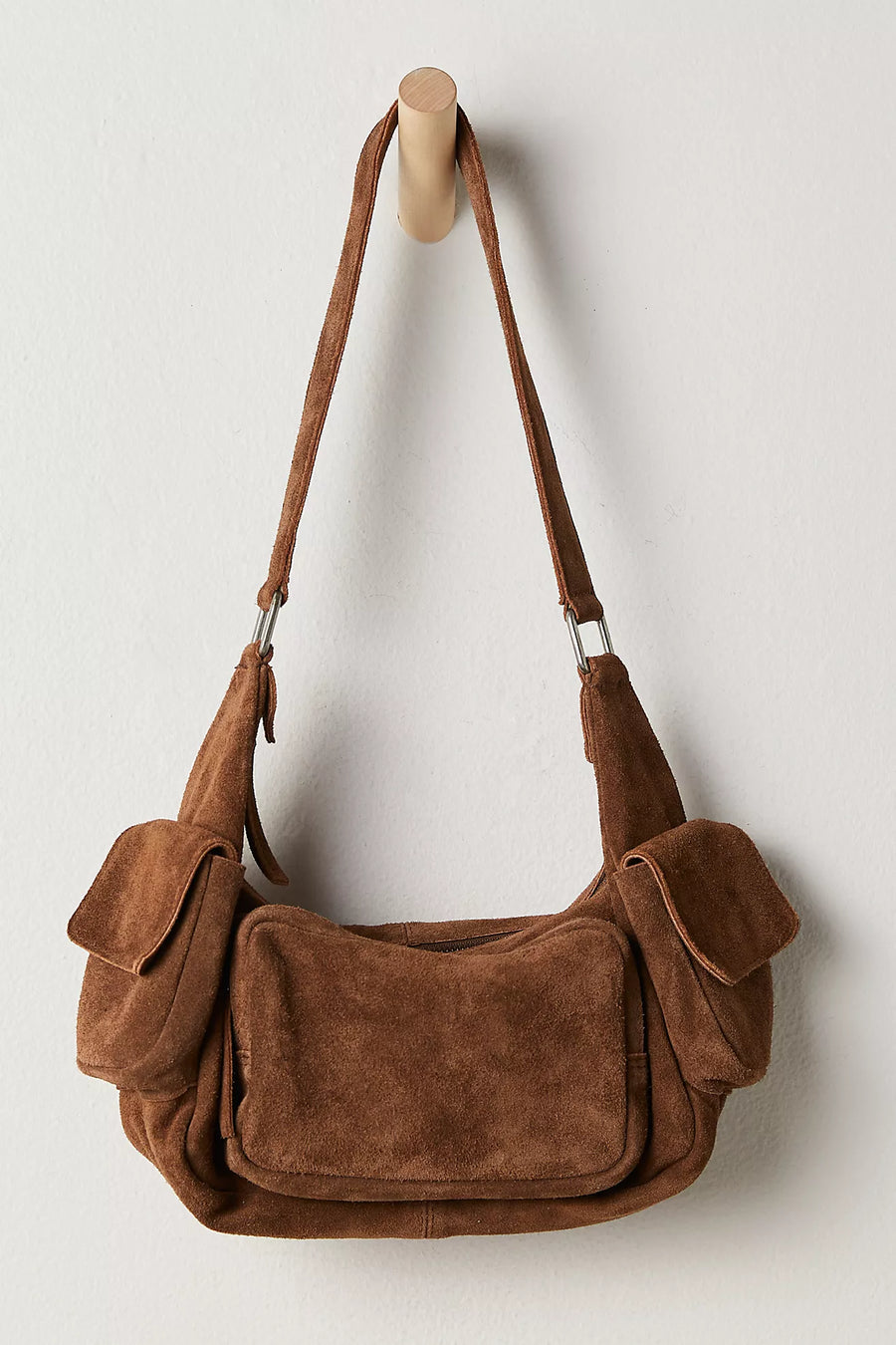 FREE PEOPLE Siren Suede Shoulder Crossbody Bag In Coconut Shell
