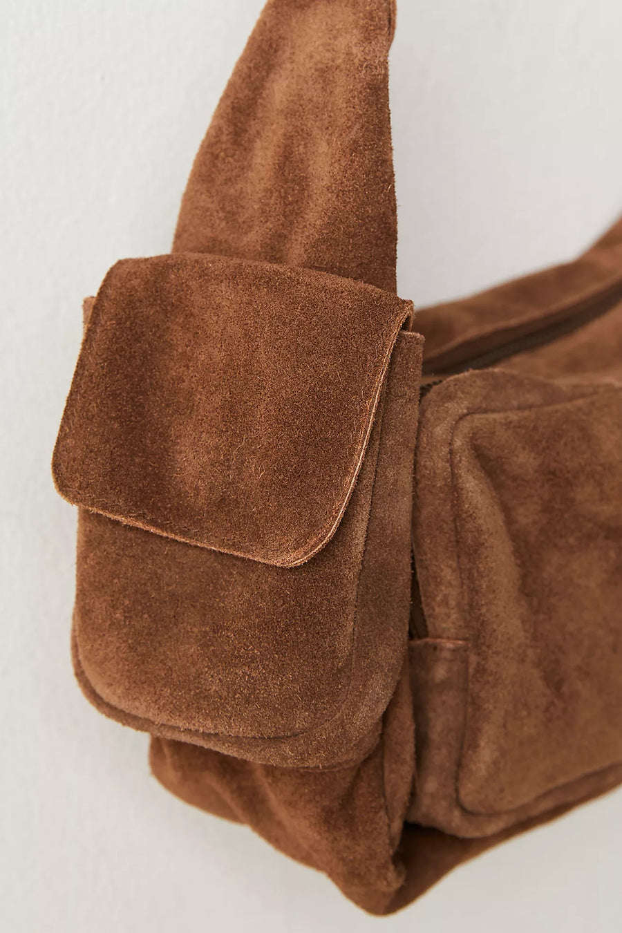 FREE PEOPLE Siren Suede Shoulder Crossbody Bag In Coconut Shell