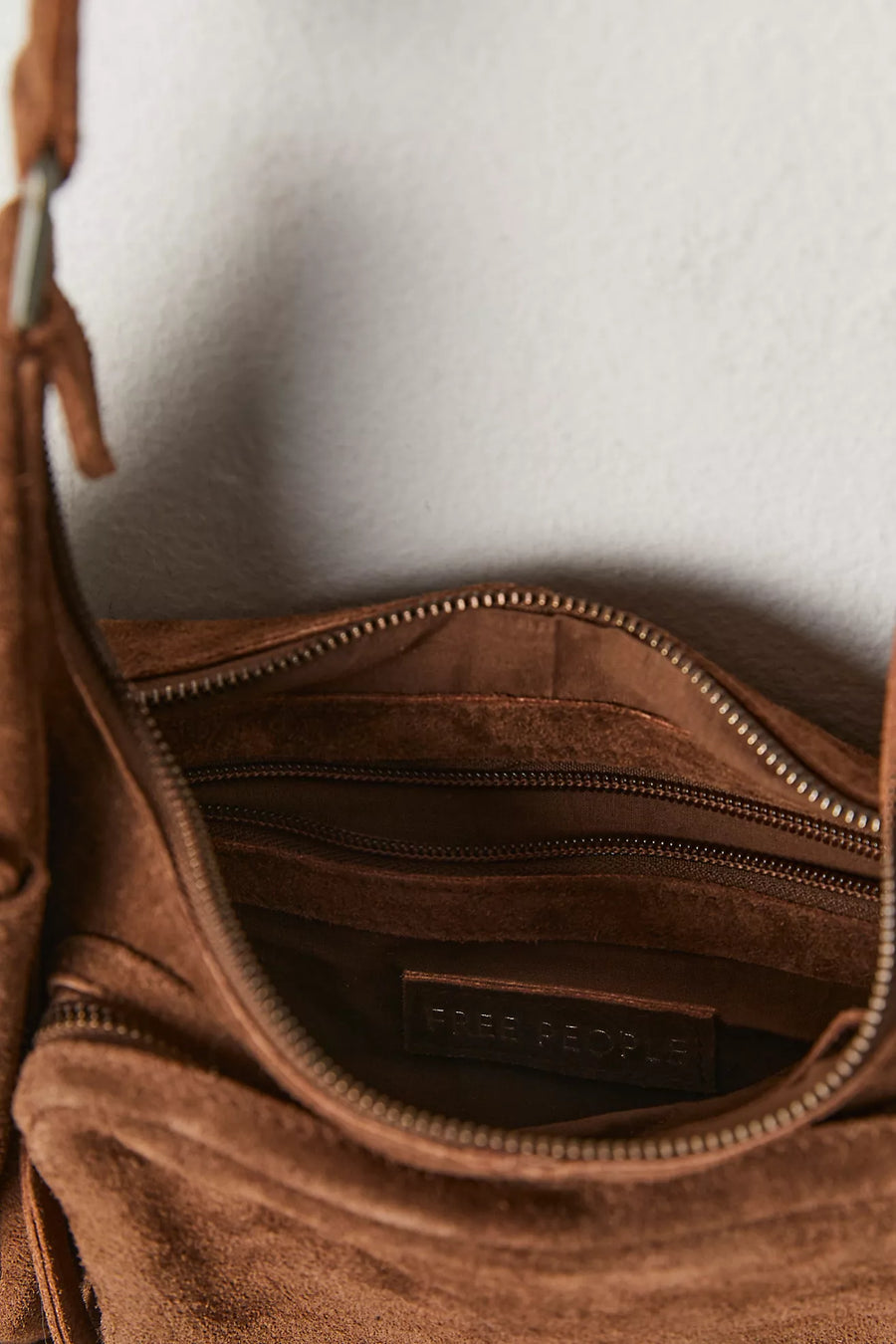 FREE PEOPLE Siren Suede Shoulder Crossbody Bag In Coconut Shell