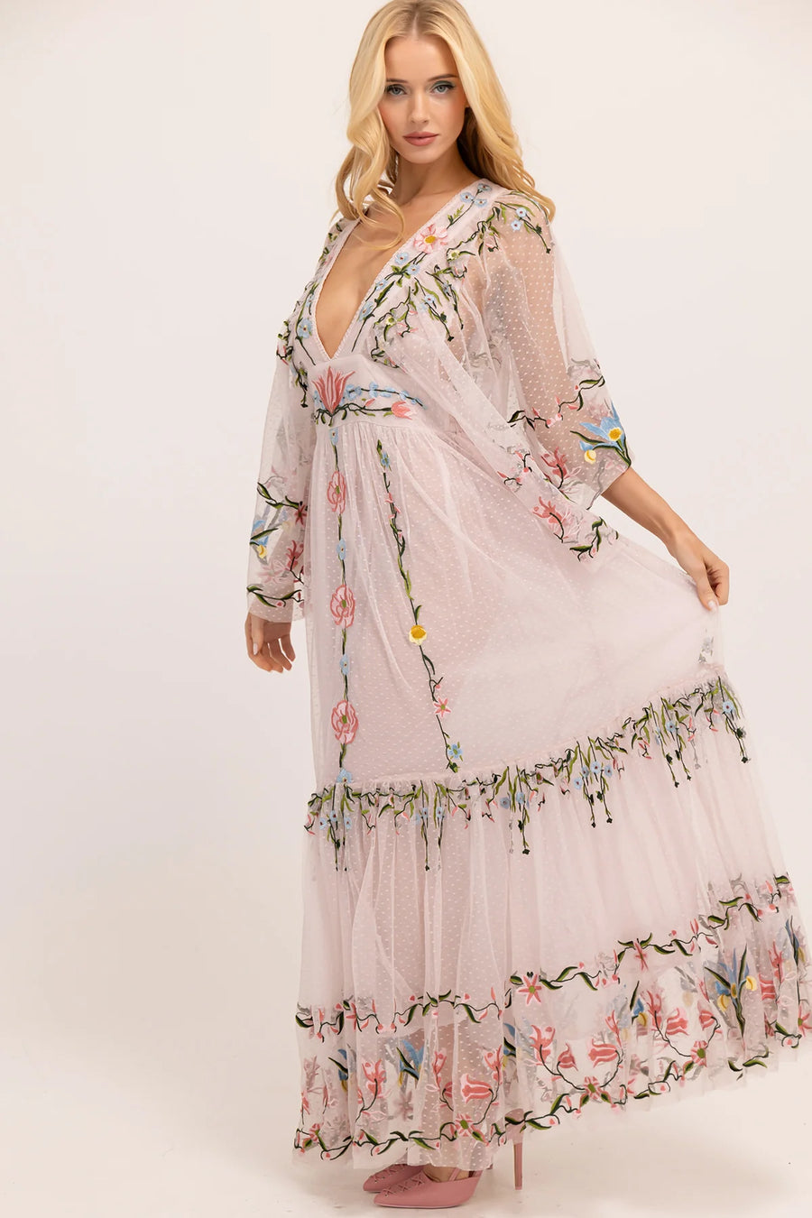 FILLYBOO Angel Maxi Dress In Filigree Nouveau Lavender