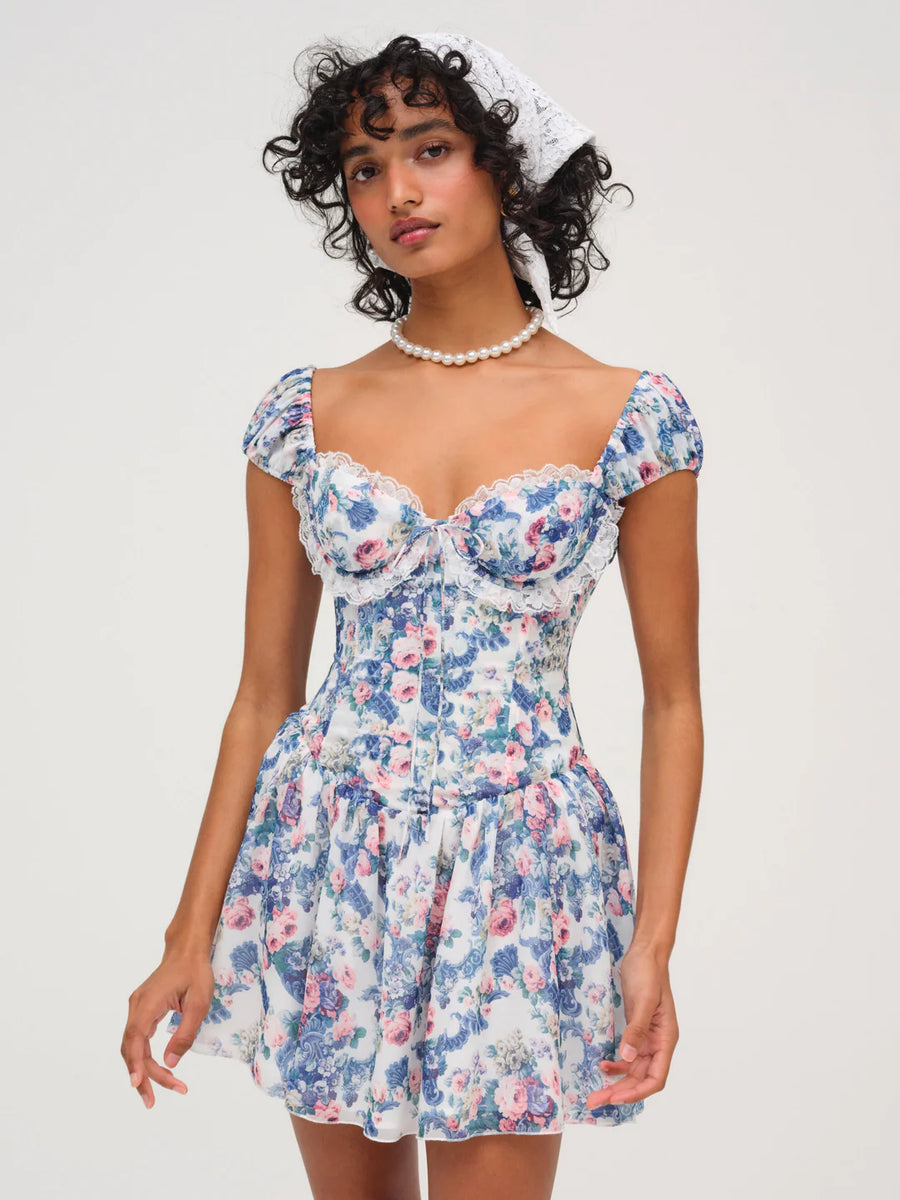 keep your shine sequin mini dress love and luxury mini dress print FOR LOVE & LEMONS August Mini Dress In Multi Floral Lusso Di Luna Boutique