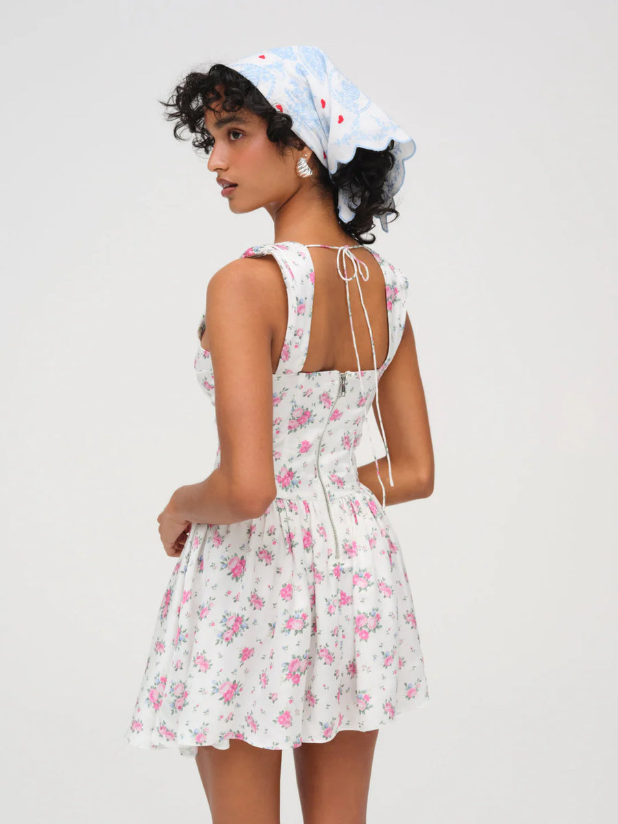 FOR LOVE & LEMONS August Mini Dress In White Floral