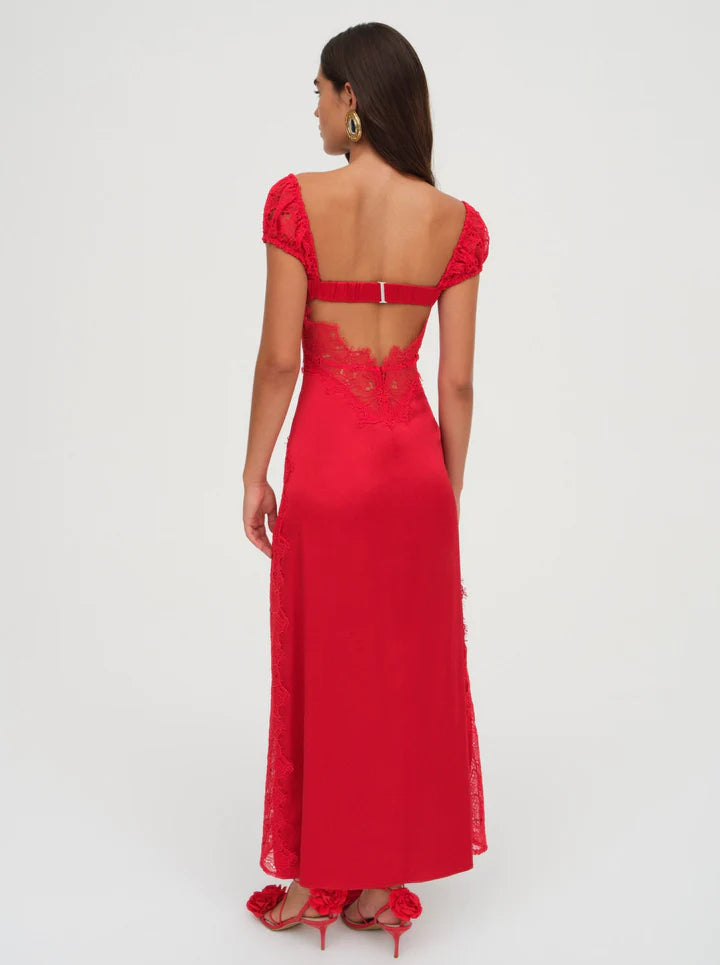 FOR LOVE & LEMONS Casey Maxi Dress in Red