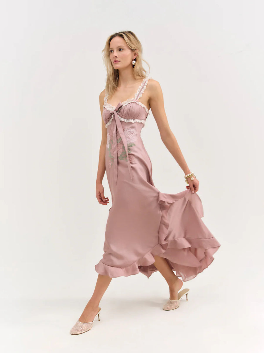 FOR LOVE & LEMONS Chelsea Maxi Dress In Mauve