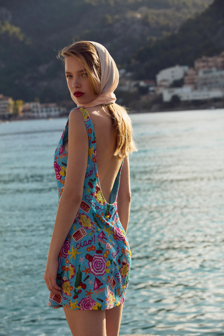 FOR LOVE & LEMONS Ciao Beaded Mini Dress In Blue Lusso Di Luna Boutique FOR LOVE & LEMONS Ciao Beaded Mini Dress In Blue Lusso Di Luna Boutique