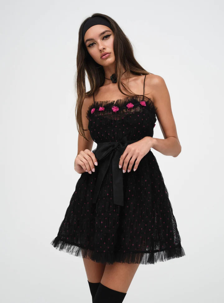 FOR LOVE & LEMONS Delphina Mini Dress in Black