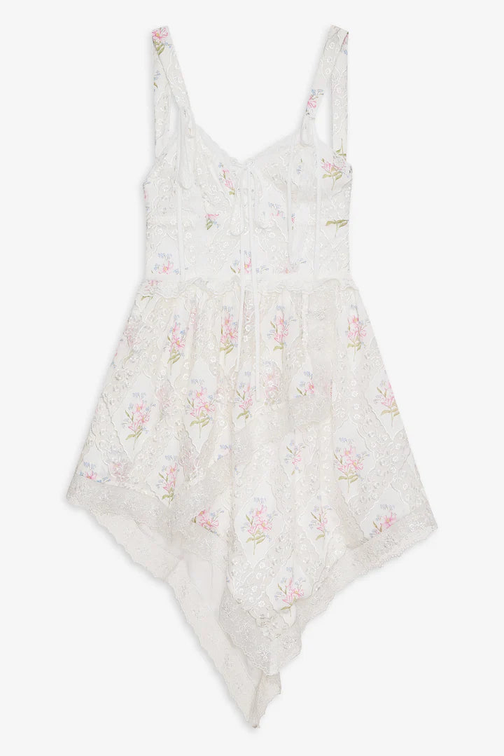 FOR LOVE & LEMONS Diana Asymmetric Mini Floral Dress