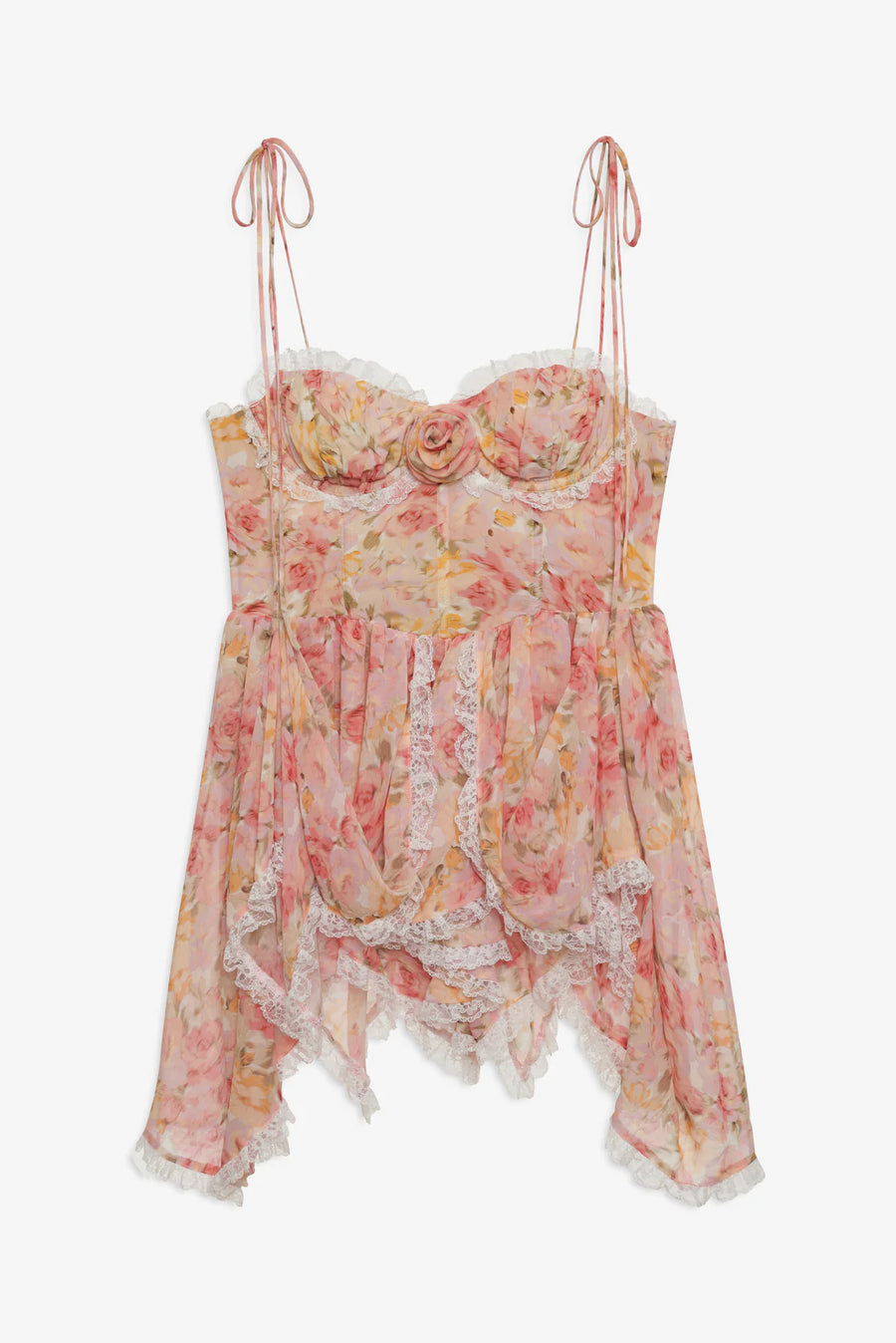 FOR LOVE & LEMONS Elea Asymmetrical Mini Dress In Peach