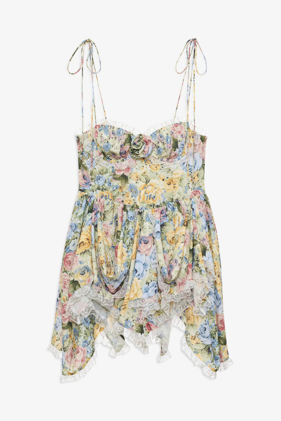 navy blue dress for baby girl FOR LOVE & LEMONS Elea Asymmetrical Mini Dress In Yellow Blue