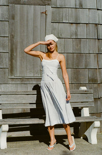 FOR LOVE & LEMONS Georgia Gingham Midi Dress In Blue