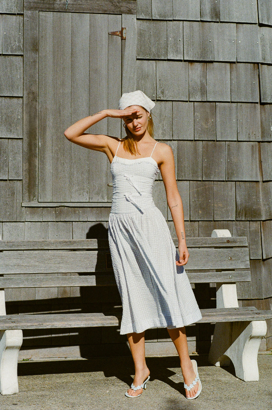 FOR LOVE & LEMONS Georgia Gingham Midi Dress In Blue FOR LOVE & LEMONS Georgia Gingham Midi Dress In Blue