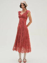 FOR LOVE & LEMONS Holiday Lace Midi Dress In Mauve – Lusso Di Luna Boutique