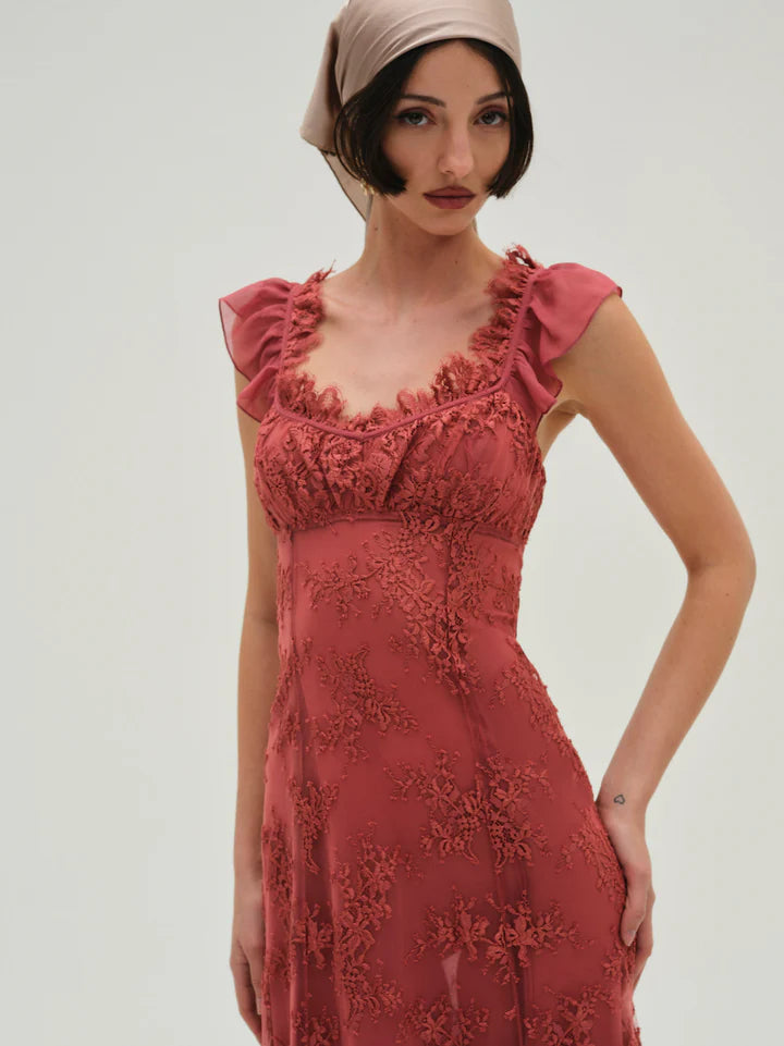 lace dress holiday FOR LOVE & LEMONS Midi In Mauve – Lusso Di Luna Boutique 90% Polyester 10% Cotton Dress Casual Short By mid length dress Variant:Ivory/Tea Rose size 20