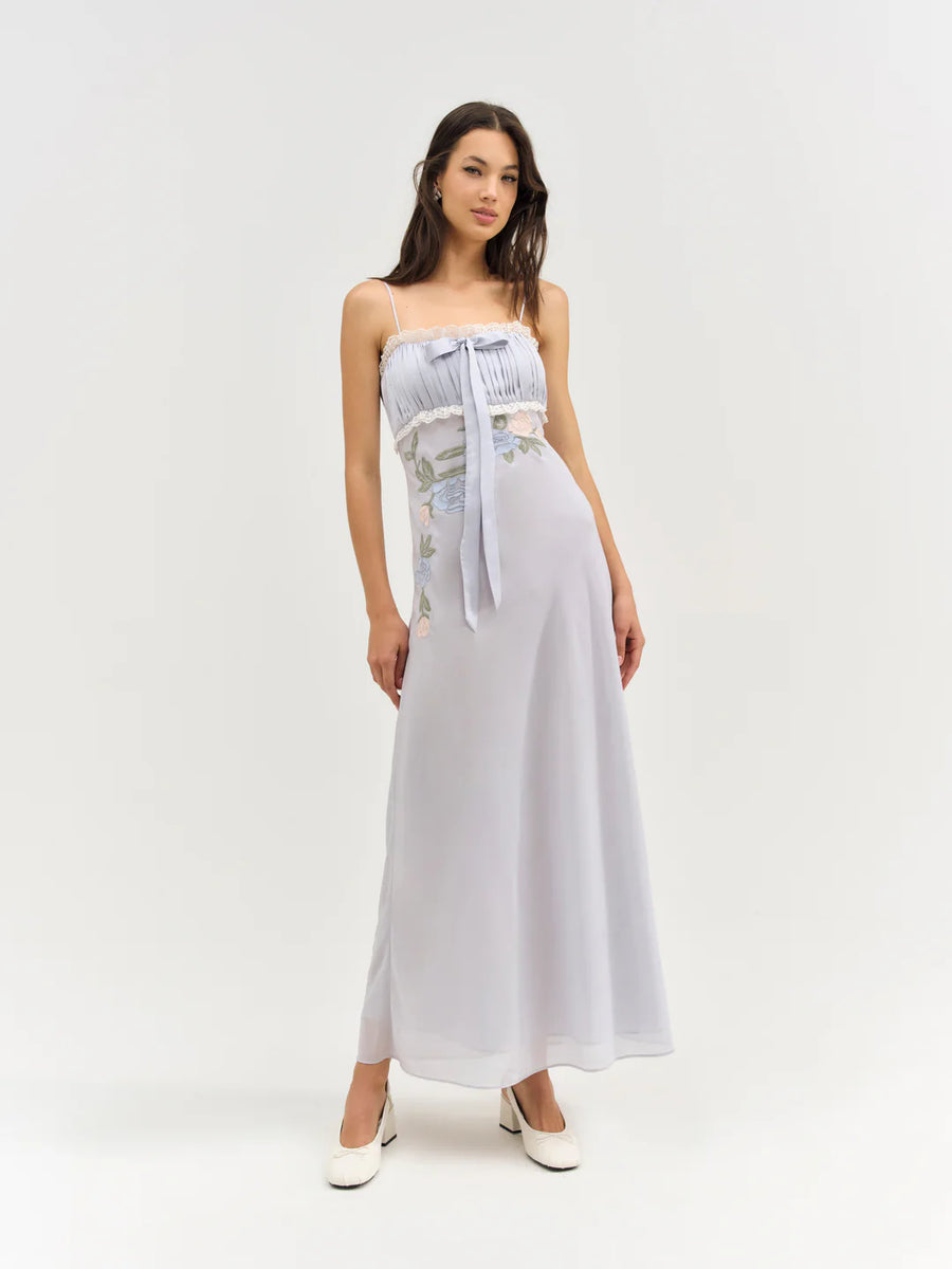 FOR LOVE & LEMONS Jasmine Maxi Dress In Blue Lusso Di Luna Boutique FOR LOVE & LEMONS Jasmine Maxi Dress In Blue Lusso Di Luna Boutique