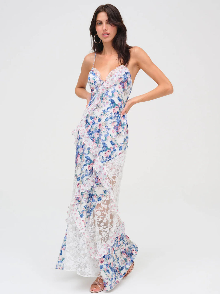 FOR LOVE & LEMONS Josalyn Maxi Dress In Blue