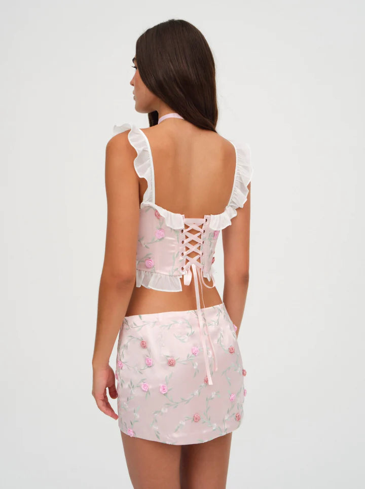 FOR LOVE & LEMONS Kimora Corset Top In Pink