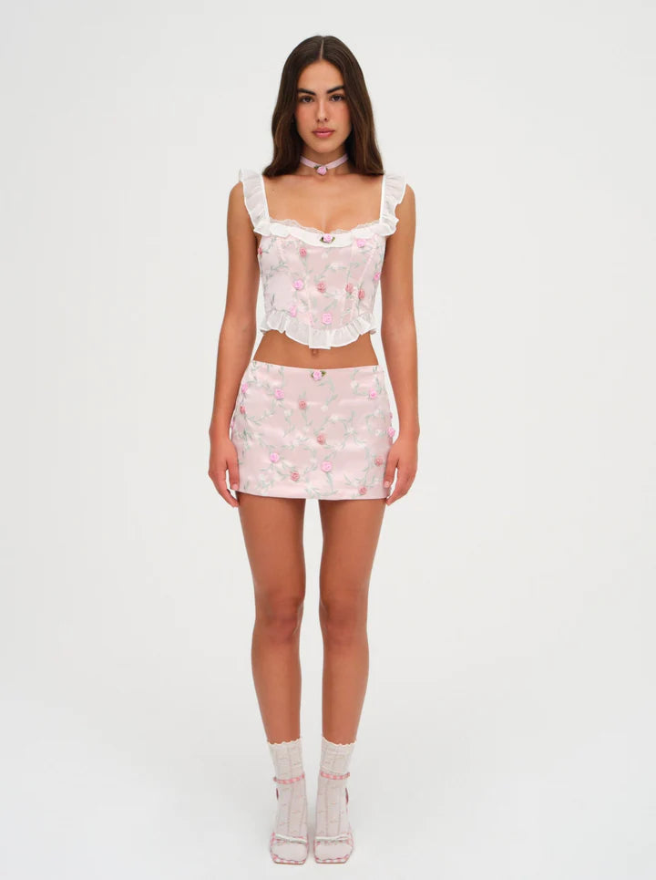 FOR LOVE & LEMONS Kimora Corset Top In Pink