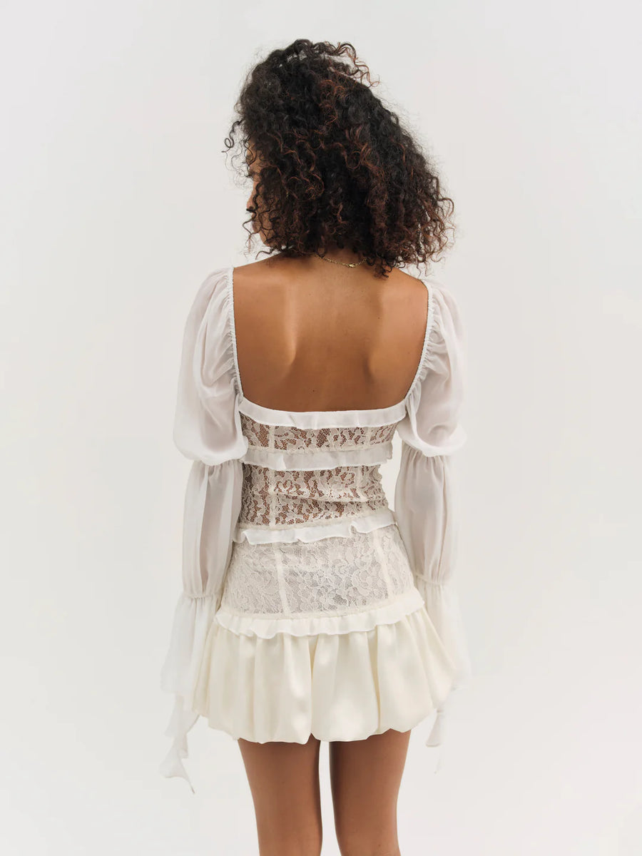 FOR LOVE & LEMONS Lea Lace Long Sleeve Mini Dress XS FOR LOVE & LEMONS Lea Lace Long Sleeve Mini Dress XS