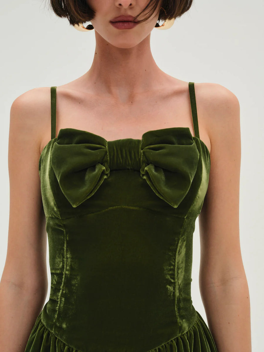 FOR LOVE & LEMONS Martini Velvet Mini Dress In Olive Green Lusso Di Luna Boutique FOR LOVE & LEMONS Martini Velvet Mini Dress In Olive Green Lusso Di Luna Boutique