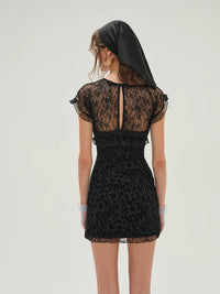 chinese dress ladies Calla Velvet Mini Dress in Black Blossom Embroidery Blue