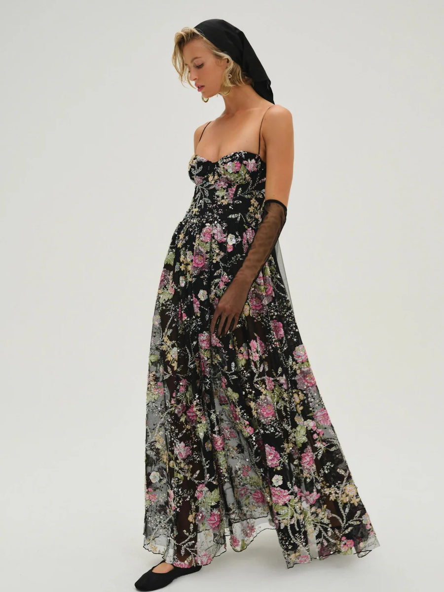 FOR LOVE & LEMONS Night Fairy Embroidered Maxi Dress