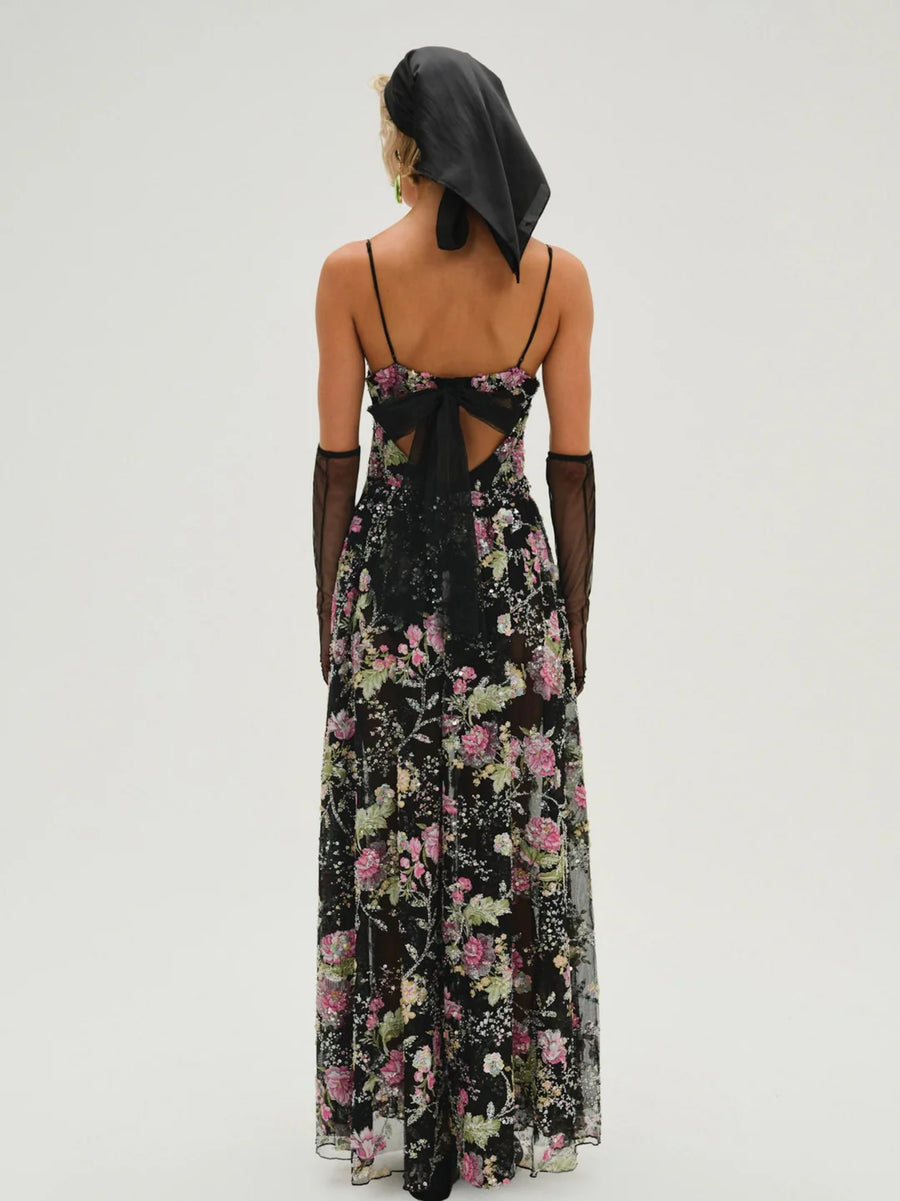 FOR LOVE & LEMONS Night Fairy Embroidered Maxi Dress Lusso Di Luna Boutique FOR LOVE & LEMONS Night Fairy Embroidered Maxi Dress Lusso Di Luna Boutique