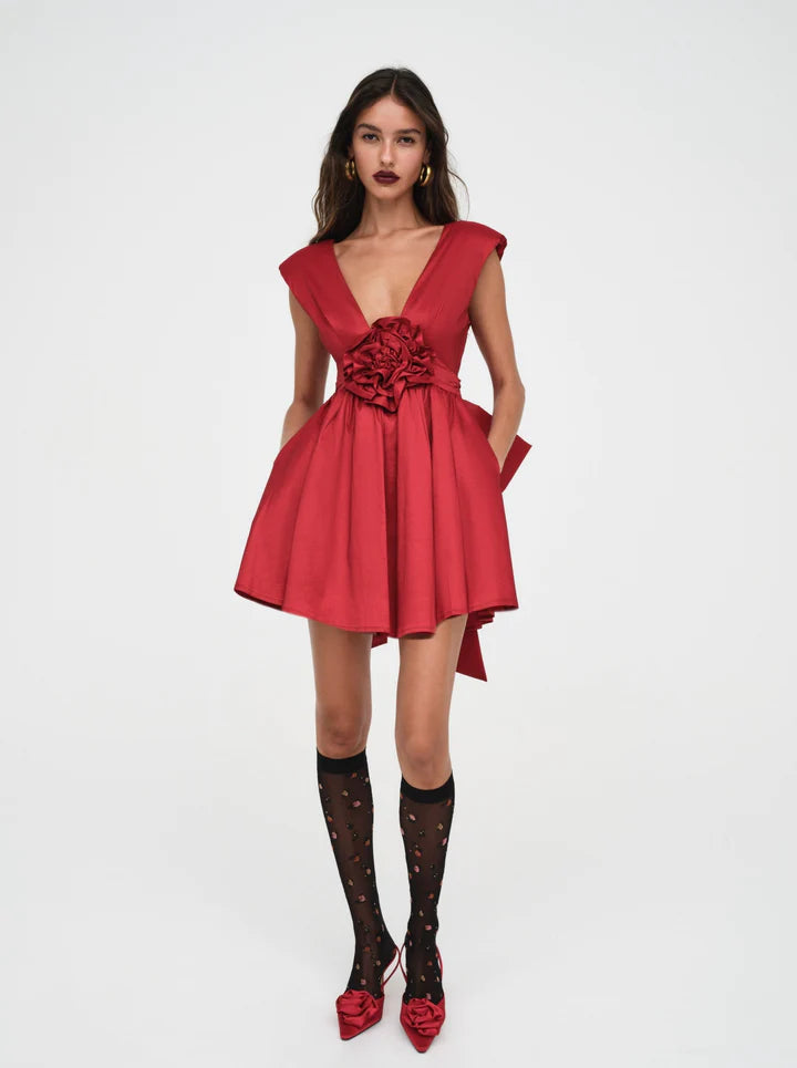 FOR LOVE & LEMONS Rose Mini Dress in Red