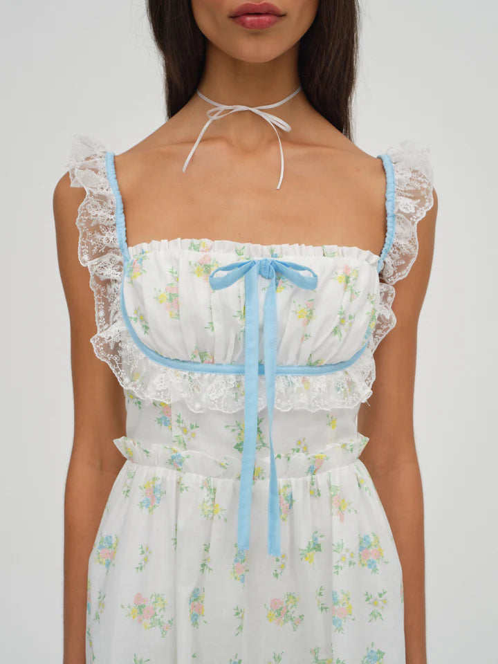 FOR LOVE & LEMONS Sage Floral Mini Dress