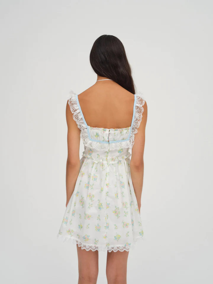 FOR LOVE & LEMONS Sage Floral Mini Dress