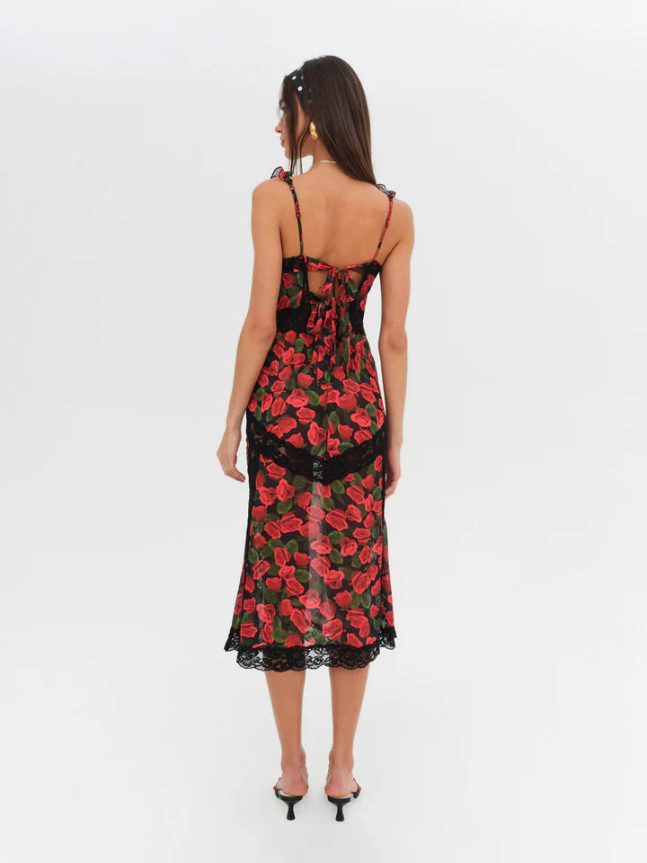 For Love & Lemons Varvera Sheer Midi Dress Small For Love & Lemons Varvera Sheer Midi Dress Small