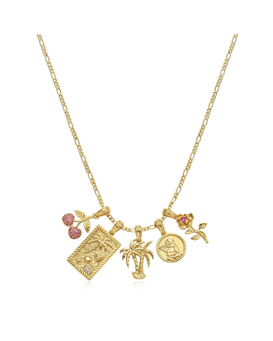 LUV AJ Tropicana Charm Necklace Set In Gold