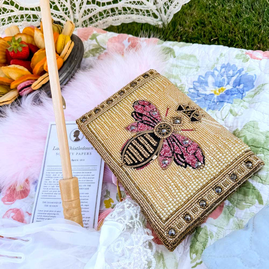 MARY FRANCES Buzzed Beaded Bee Crossbody Bag / Clutch