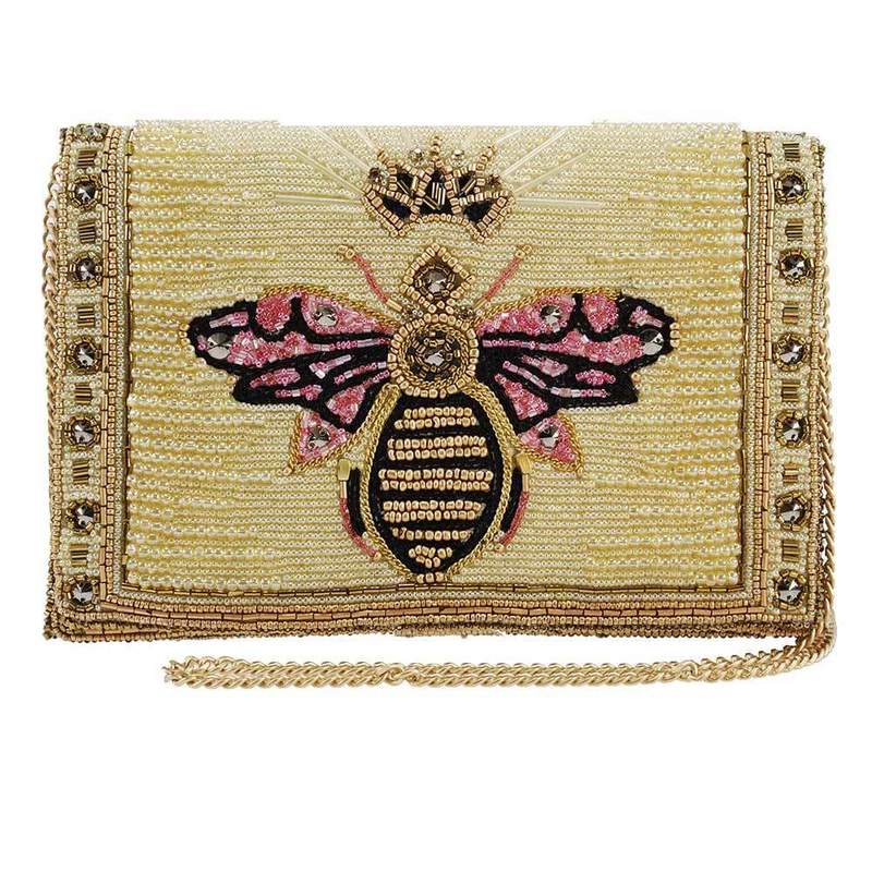 MARY FRANCES Buzzed Beaded Bee Crossbody Bag / Clutch