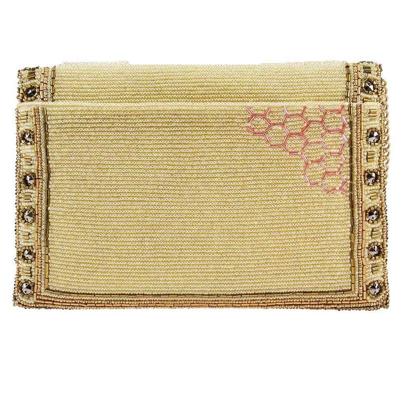 MARY FRANCES Buzzed Beaded Bee Crossbody Bag / Clutch