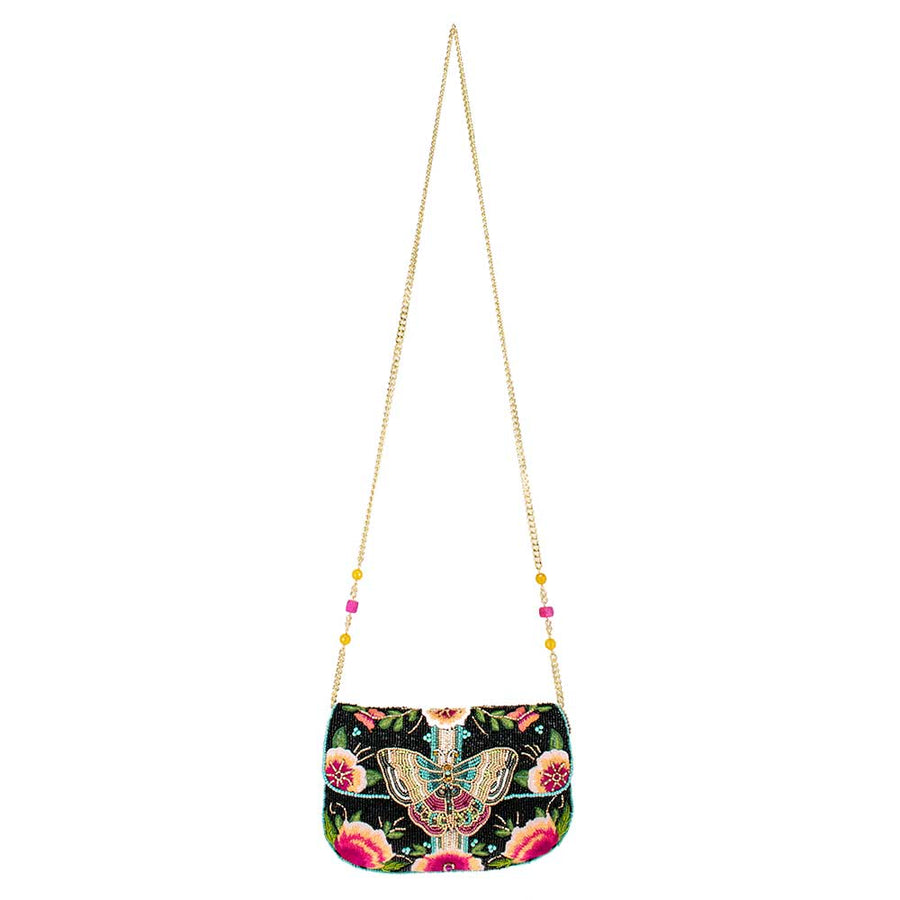 MARY FRANCES Dream Chaser Butterfly Beaded Crossbody Bag / Clutch