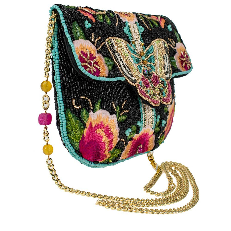 MARY FRANCES Dream Chaser Butterfly Beaded Crossbody Bag / Clutch