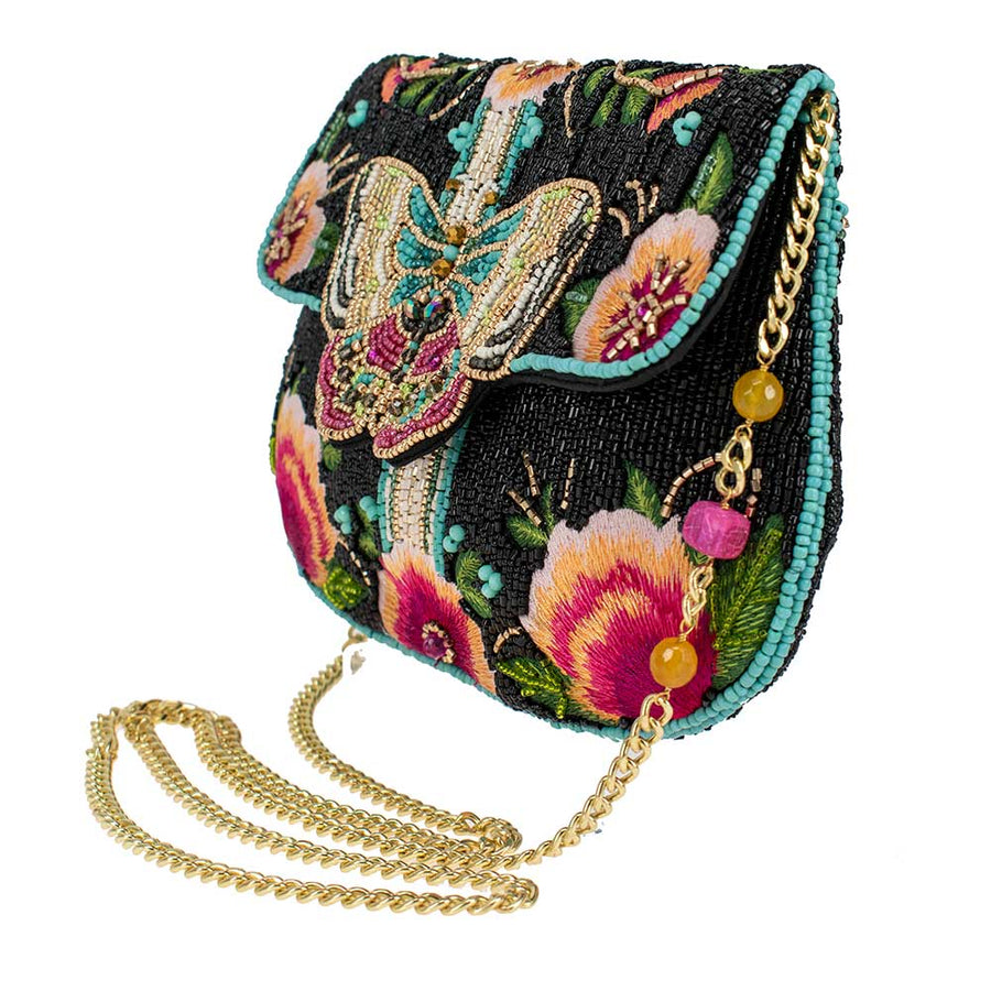 MARY FRANCES Dream Chaser Butterfly Beaded Crossbody Bag / Clutch