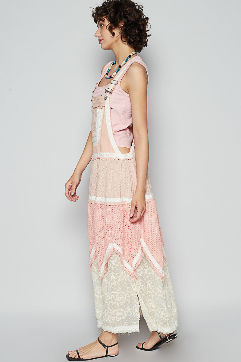 POL Overall Patchwork Dress In Salmon Pink Lusso Di Luna Boutique POL Overall Patchwork Dress In Salmon Pink Lusso Di Luna Boutique