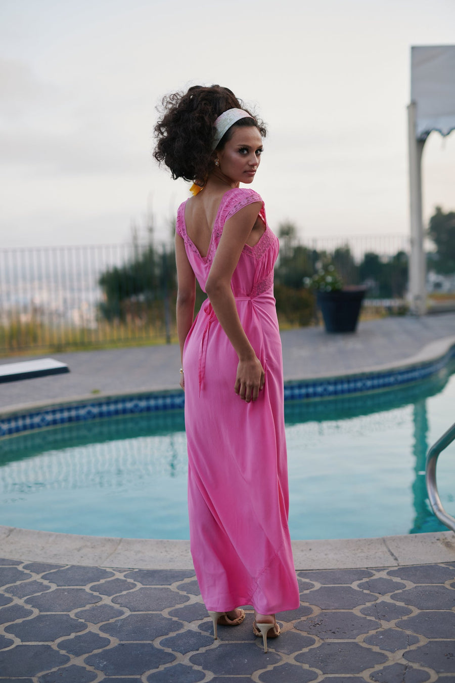 SELKIE The Cali Veronica Slip Dress In Pink