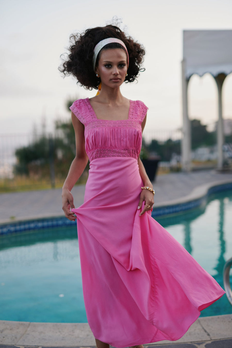 SELKIE The Cali Veronica Slip Dress In Pink