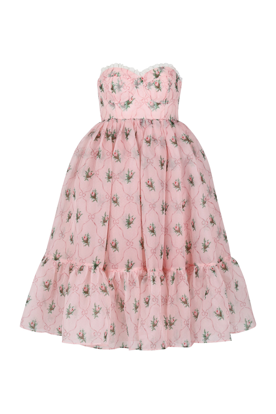 SELKIE The Carol French Corset Puff Dress in Pink