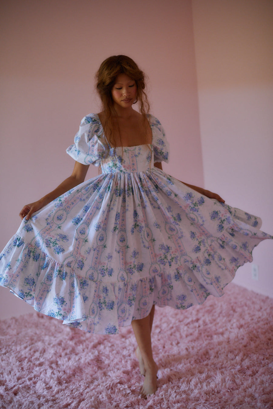 SELKIE La Belle Etoile French Puff Midi Dress